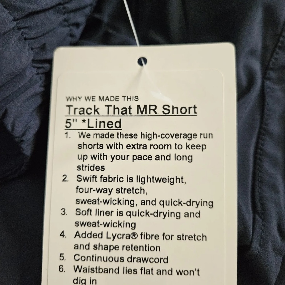 Lululemon Track That MR Short 5” Lined Navy Blue TRNV LW7AQES Women's Size 4 - Picture 3 of 5